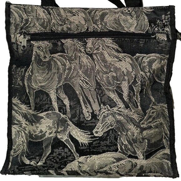 2 Pcs Set Protocol Equine Horse Tapestry Travel Luggage Shoulder And Tote Bag - Picture 1 of 11